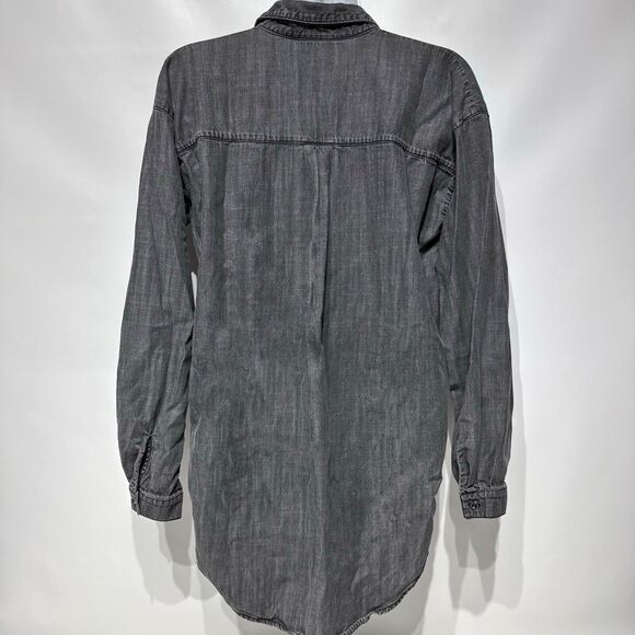 Eileen Fisher Organic Chambray Denim 1/4 Button Long Sleeve Top Women's XS - Picture 5 of 11